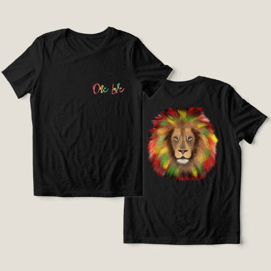 rasta leeuw hoofd rood groen geel Jamaica een lief Tri-Blend Shirt (Ontwerp Voorkant & Achterkant)