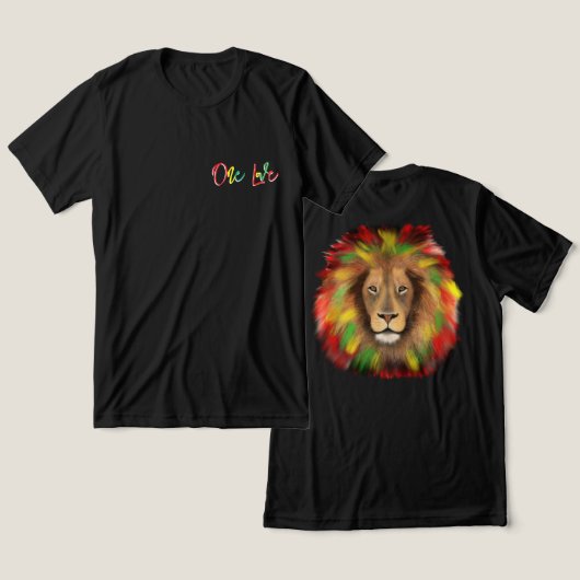 rasta leeuw hoofd rood groen geel Jamaica een lief Tri-Blend Shirt (Ontwerp Voorkant & Achterkant)