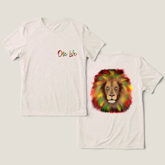 rasta leeuw hoofd rood groen geel Jamaica een lief Tri-Blend Shirt (Ontwerp Voorkant & Achterkant)