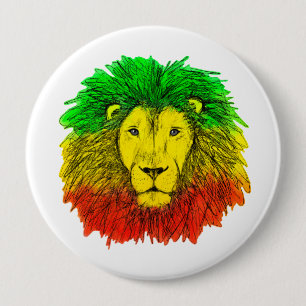 rasta leeuw hoofd rood groen geel Jamaica rastafar Ronde Button 4,0 Cm