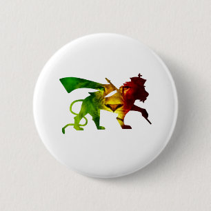 RASTA Leeuw van Juda Rood Goud Groen Ronde Button 5,7 Cm