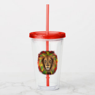 Rasta leeuwenkop rood geel groen tekening Jamaica Acryl Drinkbeker