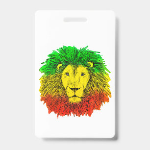 Rasta leeuwenkop rood geel groen tekening Jamaica Badge