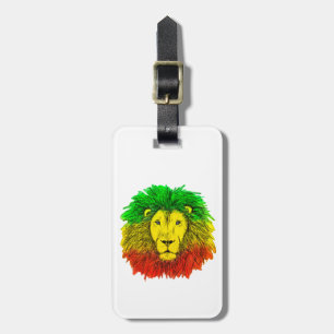 Rasta leeuwenkop rood geel groen tekening Jamaica Bagagelabel
