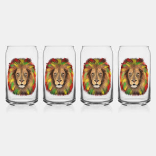Rasta leeuwenkop rood geel groen tekening Jamaica Blikvorm Glas