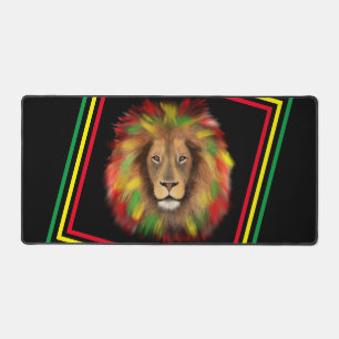 Rasta leeuwenkop rood geel groen tekening Jamaica Bureaumat