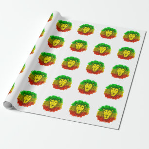 Rasta leeuwenkop rood geel groen tekening Jamaica Cadeaupapier