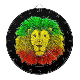 Rasta leeuwenkop rood geel groen tekening Jamaica Dartbord
