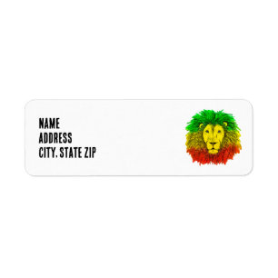 Rasta leeuwenkop rood geel groen tekening Jamaica  Etiket