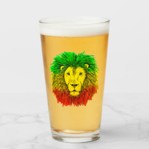 Rasta leeuwenkop rood geel groen tekening Jamaica Glas