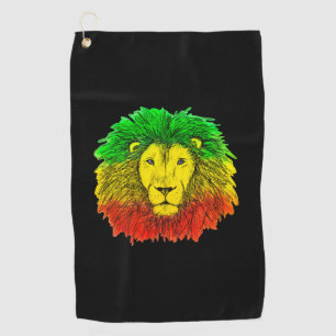 Rasta leeuwenkop rood geel groen tekening Jamaica Golfhanddoek
