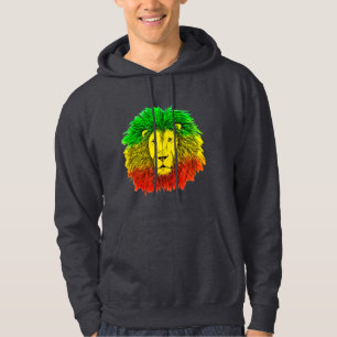 Rasta leeuwenkop rood geel groen tekening Jamaica Hoodie