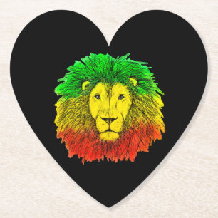 Rasta leeuwenkop rood geel groen tekening Jamaica Kartonnen Onderzetters