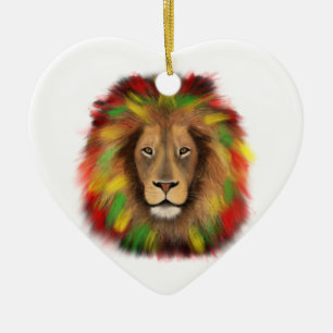 Rasta leeuwenkop rood geel groen tekening Jamaica Keramisch Ornament