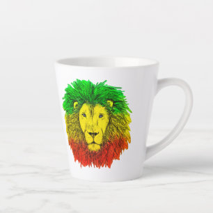 Rasta leeuwenkop rood geel groen tekening Jamaica Latte Mok