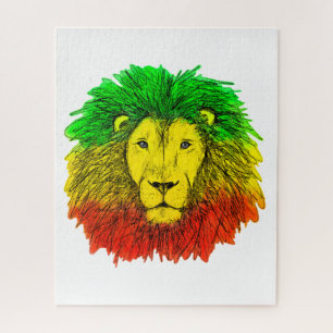 Rasta leeuwenkop rood geel groen tekening Jamaica Legpuzzel