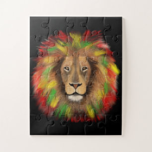 Rasta leeuwenkop rood geel groen tekening Jamaica Legpuzzel