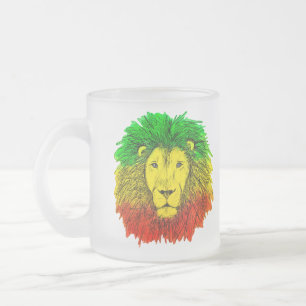Rasta leeuwenkop rood geel groen tekening Jamaica  Matglas Koffiemok