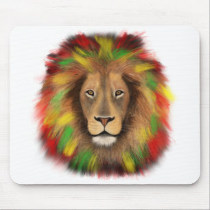 Rasta leeuwenkop rood geel groen tekening Jamaica Muismat