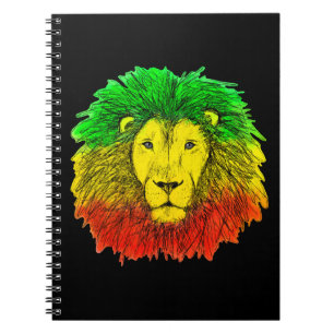 Rasta leeuwenkop rood geel groen tekening Jamaica  Notitieboek