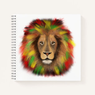 Rasta leeuwenkop rood geel groen tekening Jamaica Notitieboek