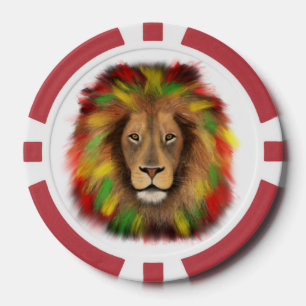 Rasta leeuwenkop rood geel groen tekening Jamaica Poker Chips
