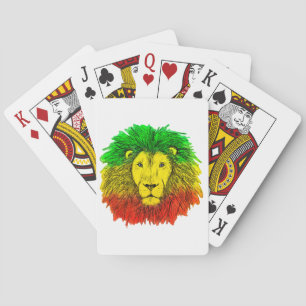 Rasta leeuwenkop rood geel groen tekening Jamaica  Pokerkaarten