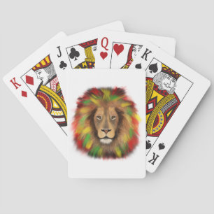 Rasta leeuwenkop rood geel groen tekening Jamaica Pokerkaarten