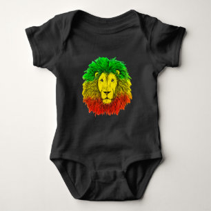 Rasta leeuwenkop rood geel groen tekening Jamaica Romper