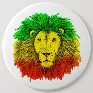 Rasta leeuwenkop rood geel groen tekening Jamaica Ronde Button 6,0 Cm