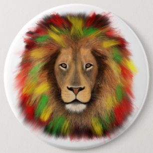 Rasta leeuwenkop rood geel groen tekening Jamaica  Ronde Button 6,0 Cm