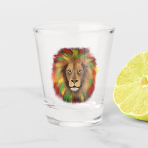 Rasta leeuwenkop rood geel groen tekening Jamaica Shot Glas
