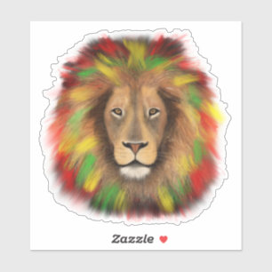 Rasta leeuwenkop rood geel groen tekening Jamaica Sticker