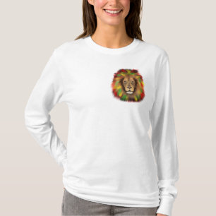 Rasta leeuwenkop rood geel groen tekening Jamaica T-shirt