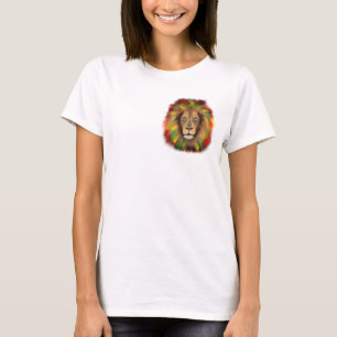 Rasta leeuwenkop rood geel groen tekening Jamaica T-shirt