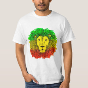 Rasta leeuwenkop rood geel groen tekening Jamaica  T-shirt