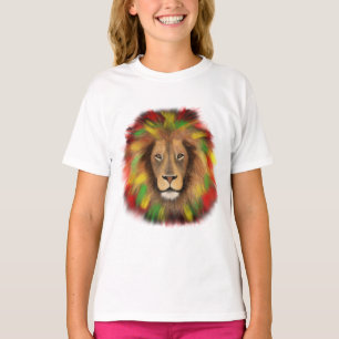 Rasta leeuwenkop rood geel groen tekening Jamaica T-shirt