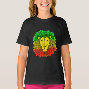 Rasta leeuwenkop rood geel groen tekening Jamaica  T-shirt
