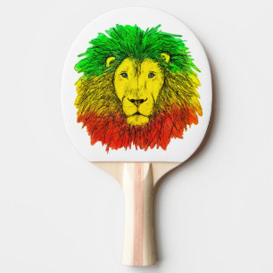 Rasta leeuwenkop rood geel groen tekening Jamaica Tafeltennisbatje
