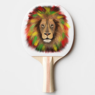 Rasta leeuwenkop rood geel groen tekening Jamaica Tafeltennisbatje