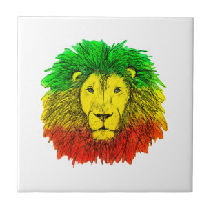 Rasta leeuwenkop rood geel groen tekening Jamaica  Tegeltje