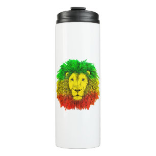 Rasta leeuwenkop rood geel groen tekening Jamaica Thermosbeker