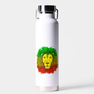 Rasta leeuwenkop rood geel groen tekening Jamaica Waterfles