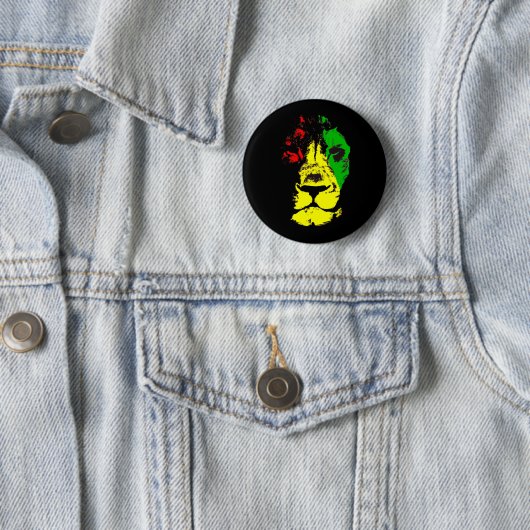 Rasta - Leon Judah Ronde Button 5,7 Cm (In situ)