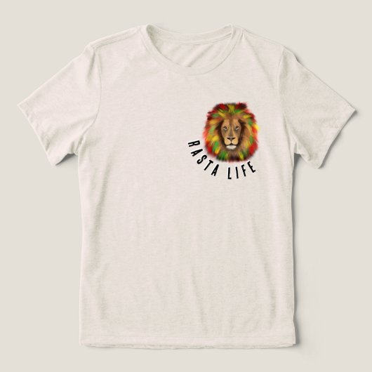 Rasta Life Lion Head Rood Groen Geel Jamaica Real Tri-Blend Shirt (Design voorkant)