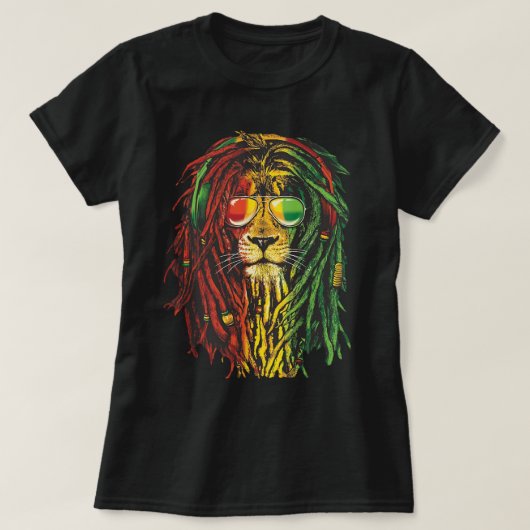 Rasta Lion Cool Dreadlock Rastafari Rasta Lover T-shirt (Design voorkant)
