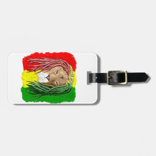 Rasta Lion Jamaican Reggae Flag Bagagelabel (Voorkant horizontaal)