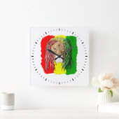 Rasta Lion Jamaican Reggae Flag Vierkante Klok (Huis)