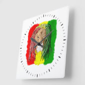 Rasta Lion Jamaican Reggae Flag Vierkante Klok (Hoek)