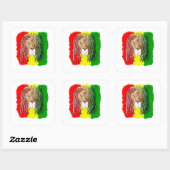 Rasta Lion Jamaican Reggae Flag Vierkante Sticker (Vel)